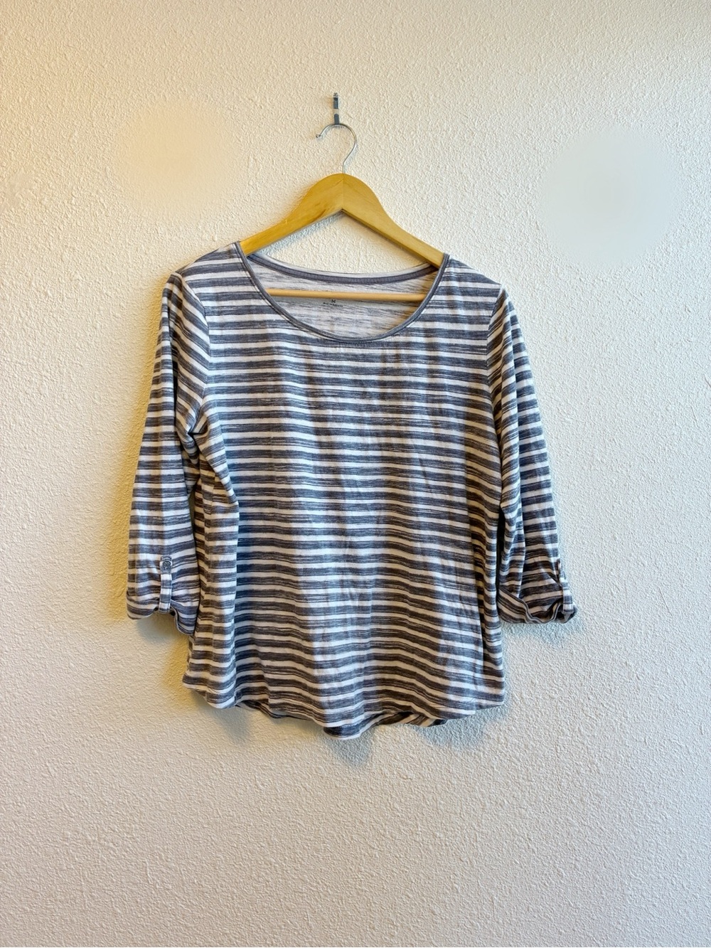 Croft & Barrow Striped Relaxed Women's Top in Gray and White